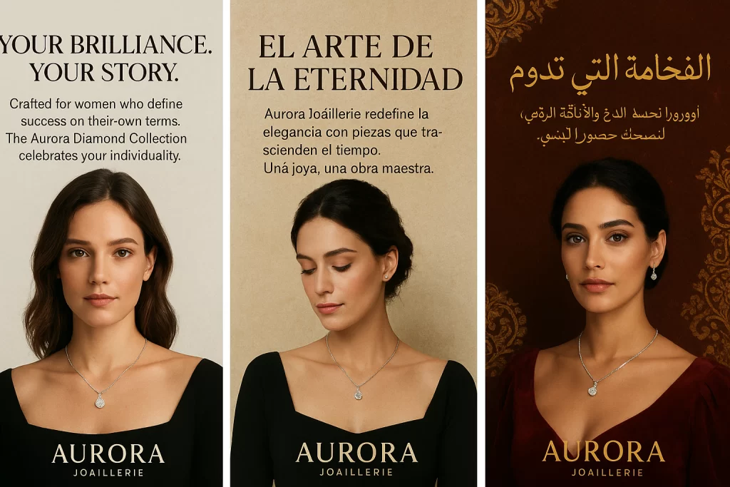 Image that shows small differences in international advertising design and copy.
